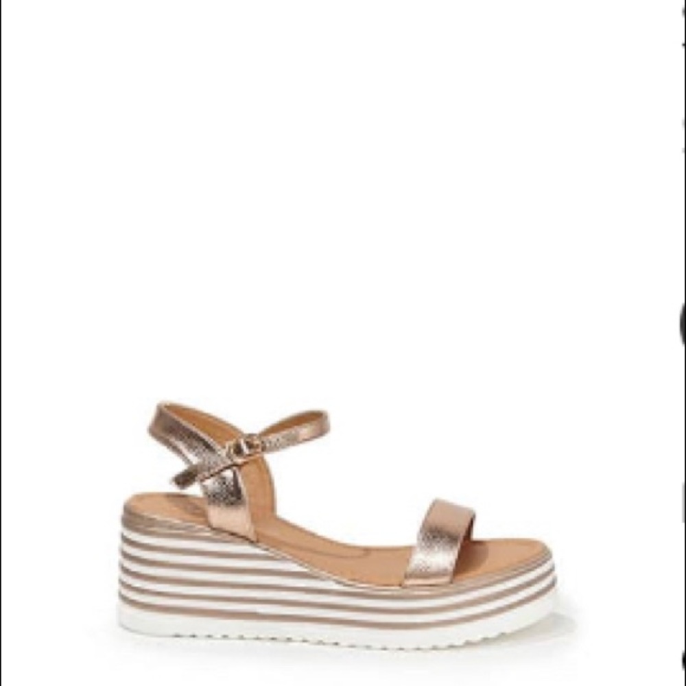 Rose gold block sandals